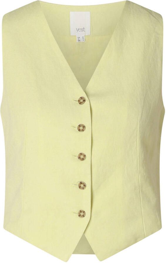 Yest Curve gilet met linnen lichtgeel - Foto 3