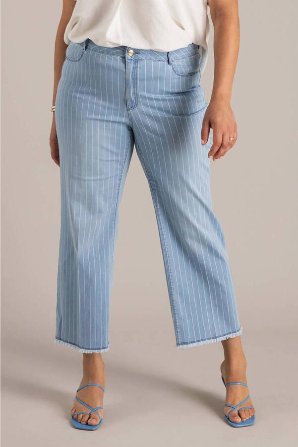 Yest Curve high waist gestreepte bootcut jeans light blue denim