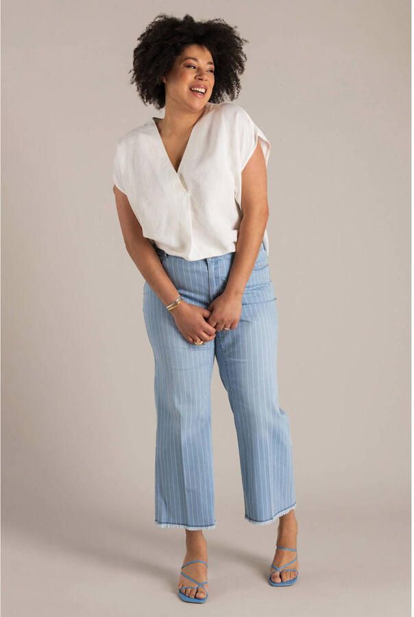 Yest Curve high waist gestreepte bootcut jeans light blue denim - Foto 2