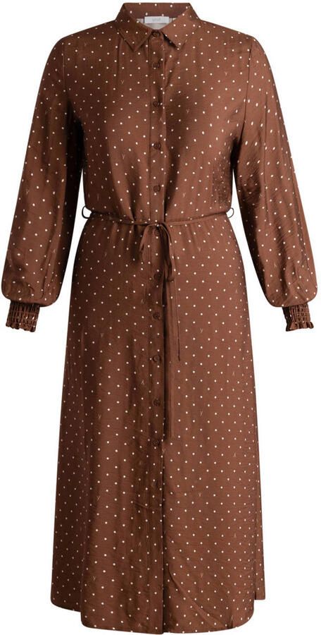 Yest Curve jurk met ceintuur en print Plus Size bruin