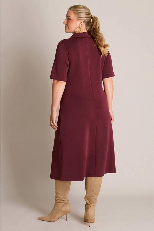 Yest Curve jurk met kraagje Plus Size donkerrood - Foto 3