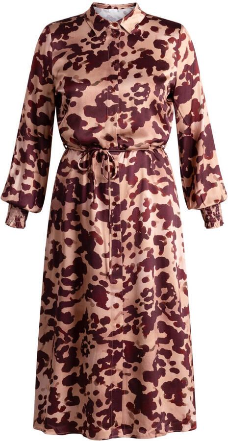 Yest Curve jurk Plus Size met col ceintuur en print meerkleurig