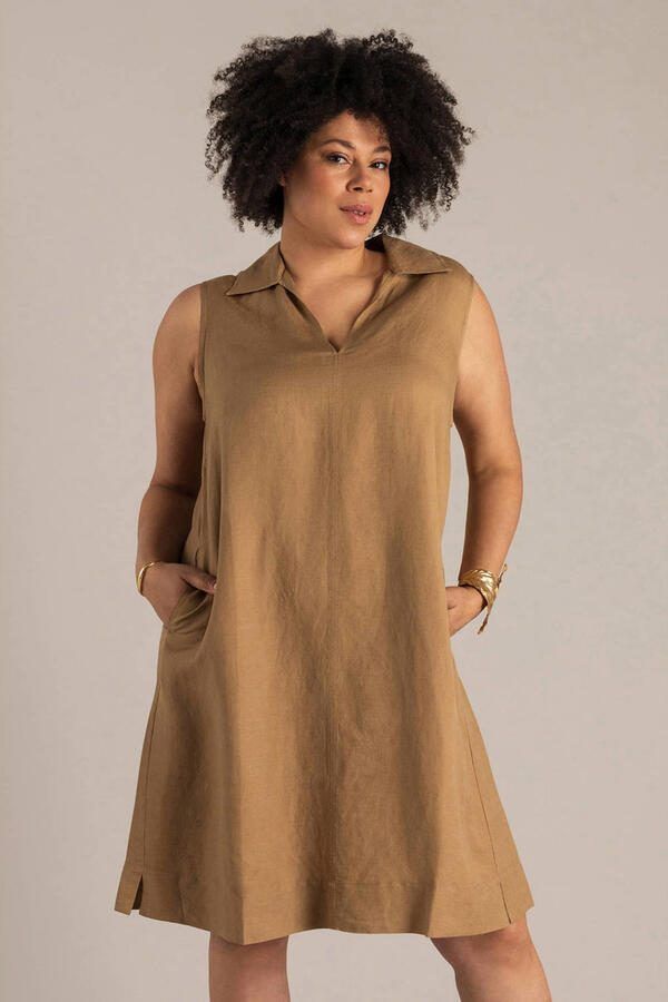 Yest Curve linnen zomerjurk beige