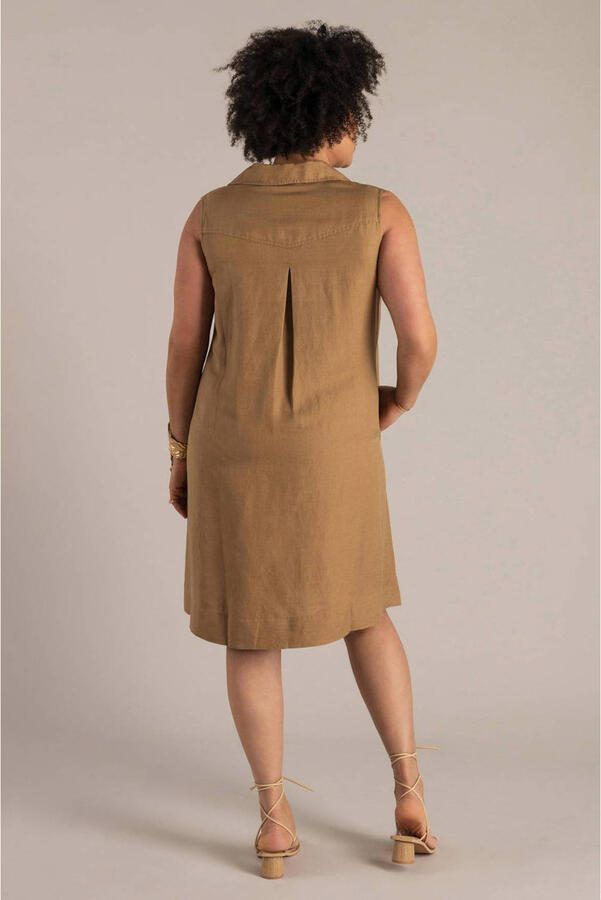 Yest Curve linnen zomerjurk beige - Foto 2