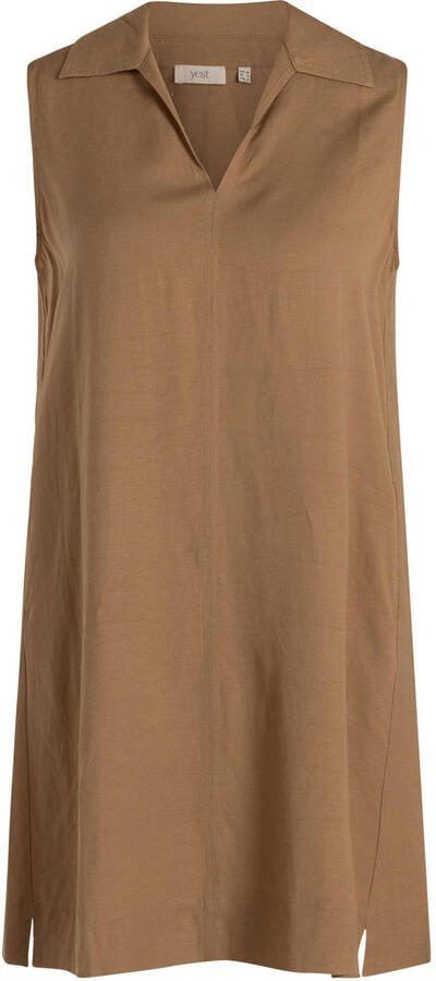 Yest Curve linnen zomerjurk beige - Foto 3