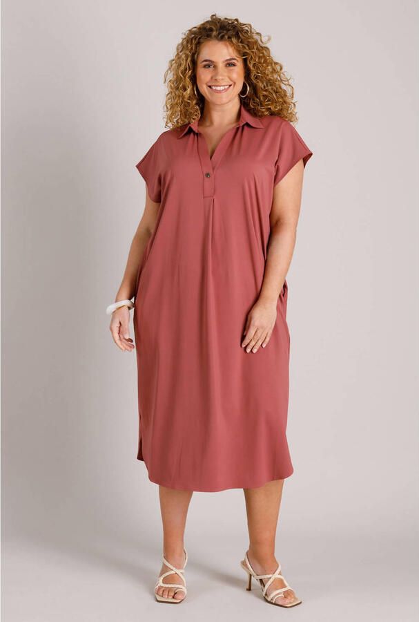 Yest Curve midi jurk travelstof oudroze