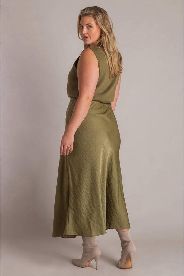 Yest Curve midi rok kaki - Foto 3