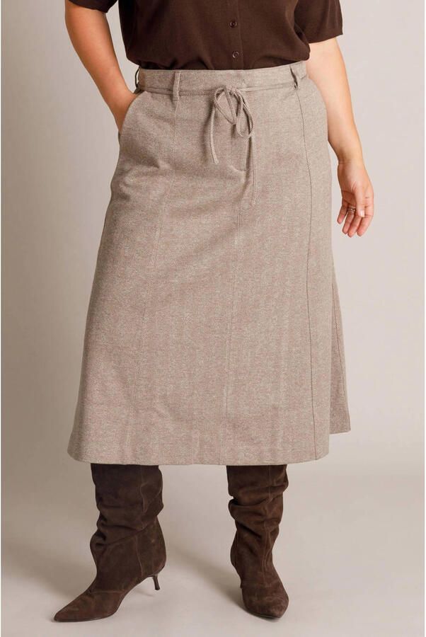 Yest Curve midi rok met ceintuur Plus Size grijsgroen
