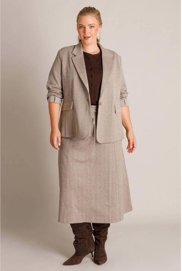 Yest Curve midi rok met ceintuur Plus Size grijsgroen - Foto 3