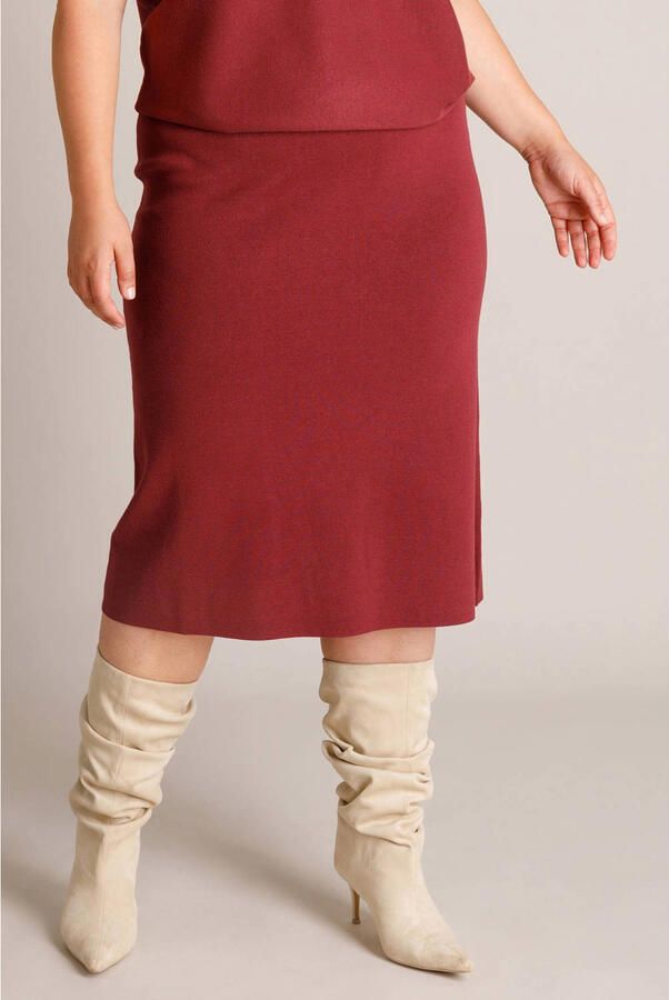 Yest Curve midi rok Plus Size rood