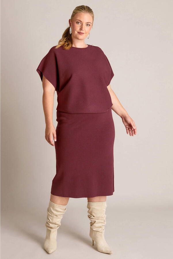 Yest Curve midi rok Plus Size rood - Foto 3