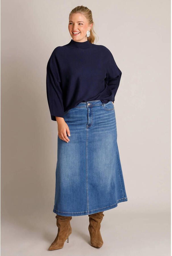 Yest Curve midi spijkerrok Plus Size middelblauw - Foto 2