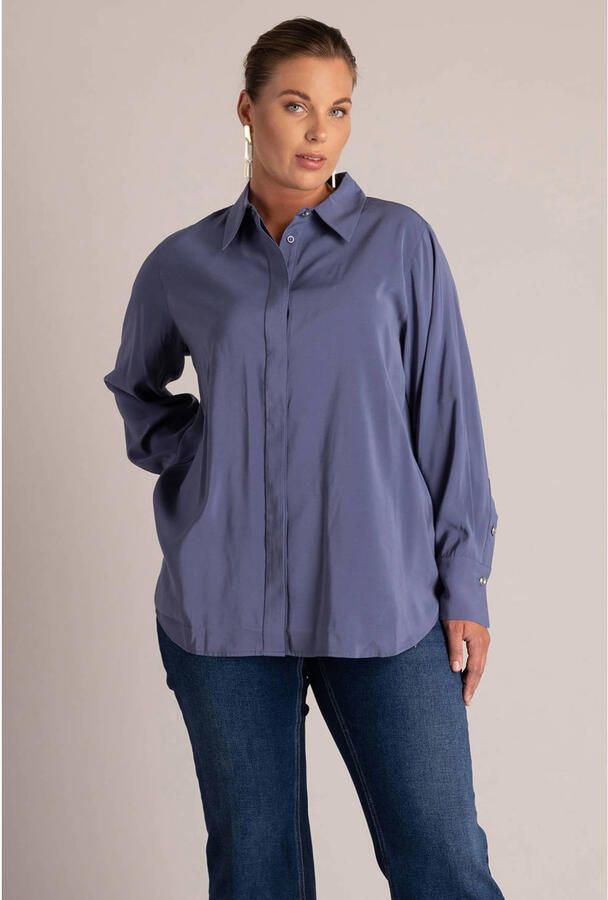 Yest Curve Plus Size blouse blauw
