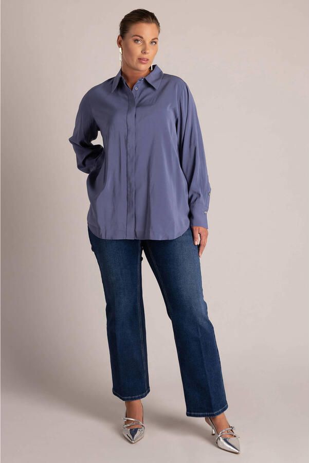 Yest Curve Plus Size blouse blauw - Foto 3