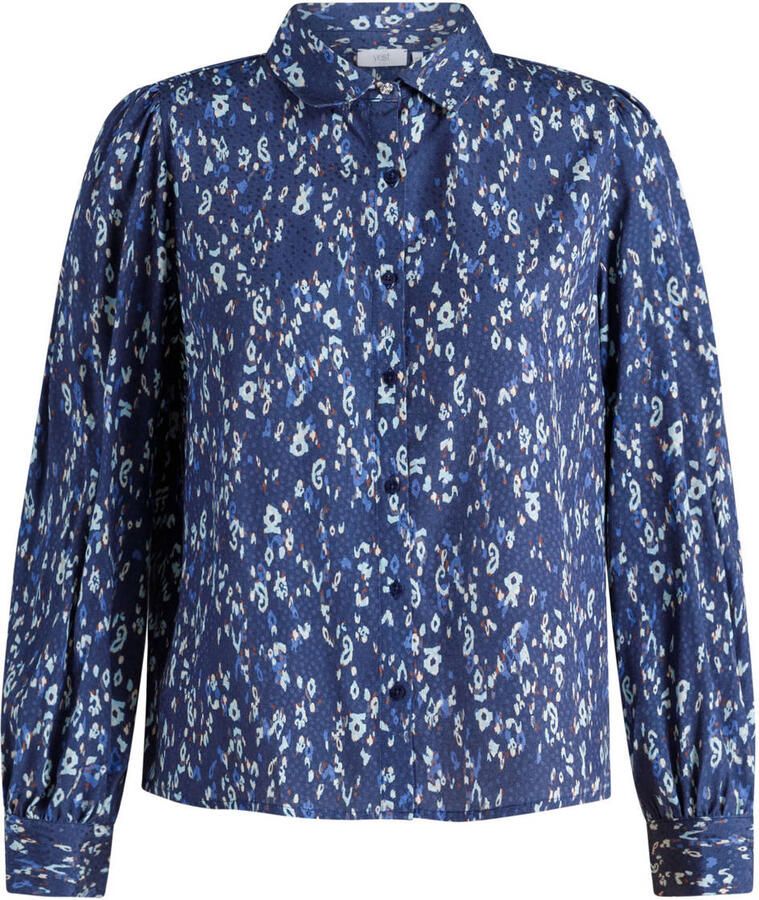 Yest Curve Plus Size blouse met print blauw