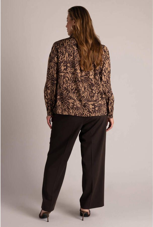 Yest Curve Plus Size blouse met print bruin - Foto 2