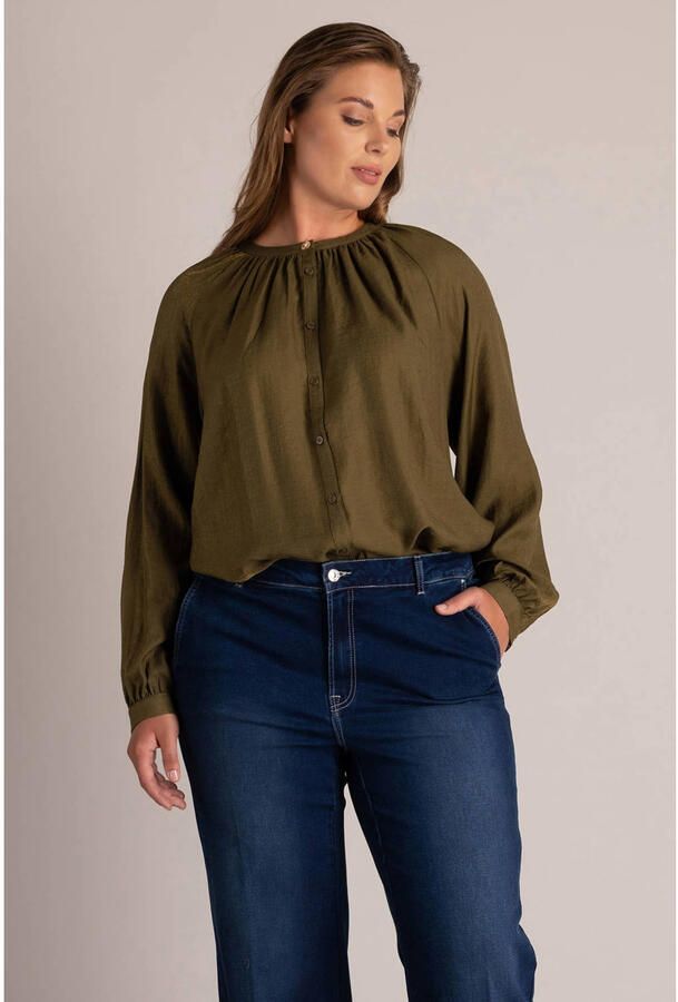 Yest Curve Plus Size blouse olijfgroen