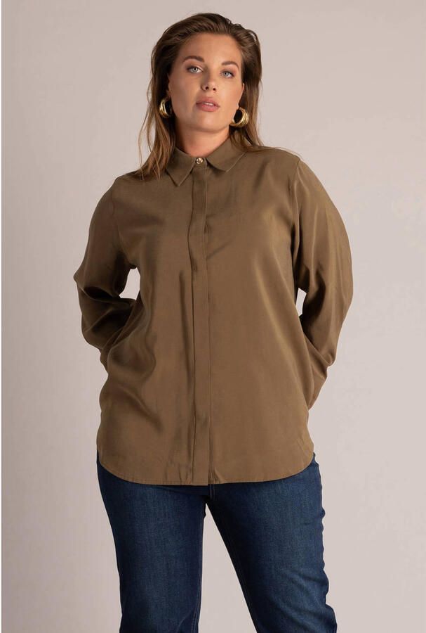 Yest Curve Plus Size blouse olijfgroen