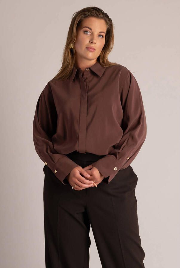 Yest Curve Plus Size blouse roodbruin