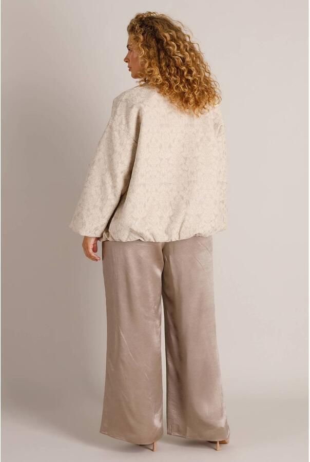 Yest Curve Plus Size bomberjack met print en wol beige lichtgrijs - Foto 2