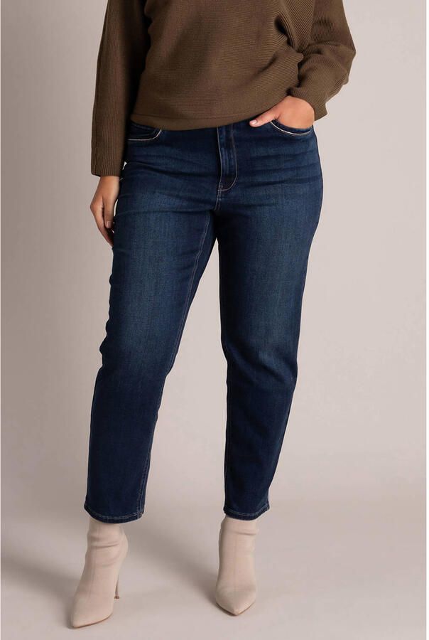 Yest Curve Plus Size cropped jeans donkerblauw denim