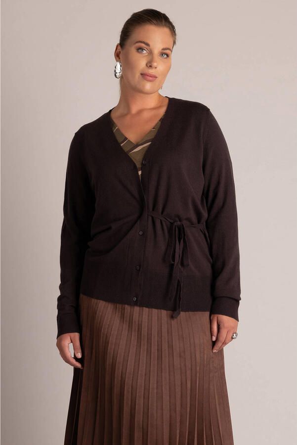 Yest Curve Plus Size gebreid vest bruin