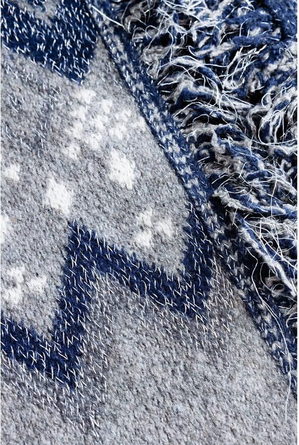 Yest Curve Plus Size gebreid vest met franjes grijs blauw - Foto 2