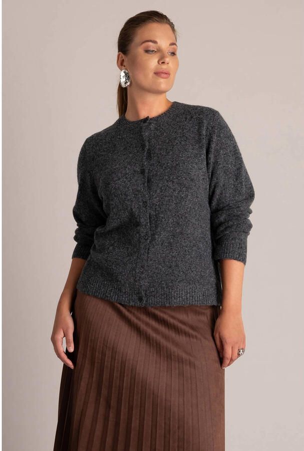 Yest Curve Plus Size gebreid vest met wol grijs