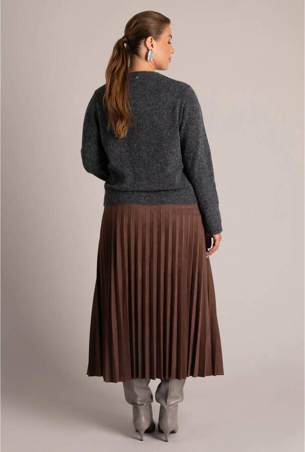 Yest Curve Plus Size gebreid vest met wol grijs - Foto 2