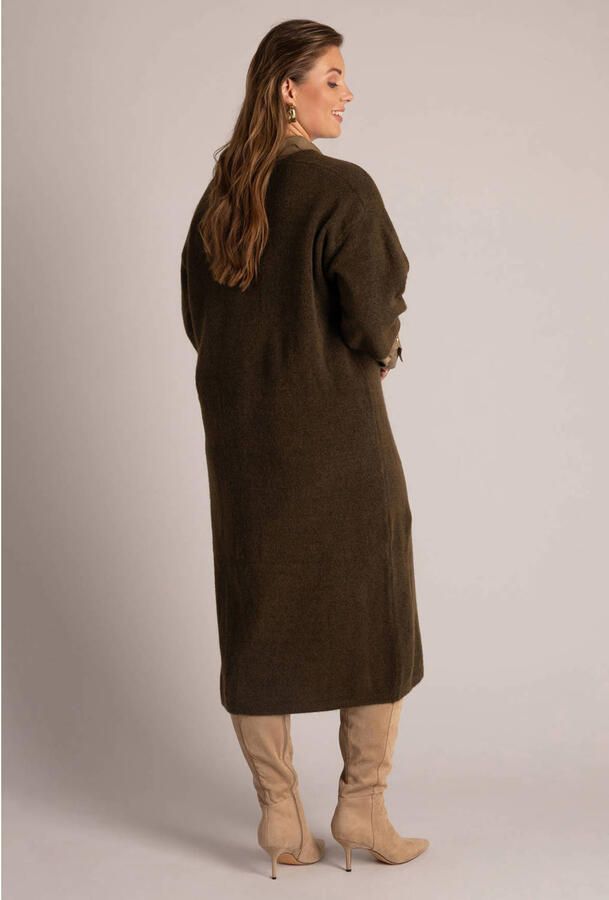 Yest Curve Plus Size gebreide midi jurk met wol olijfgroen - Foto 2