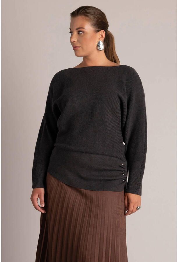 Yest Curve Plus Size gebreide trui grijs