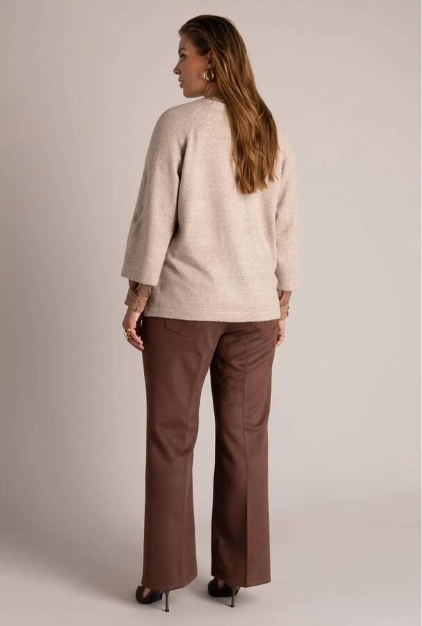 Yest Curve Plus Size gebreide trui met glitters beige - Foto 3