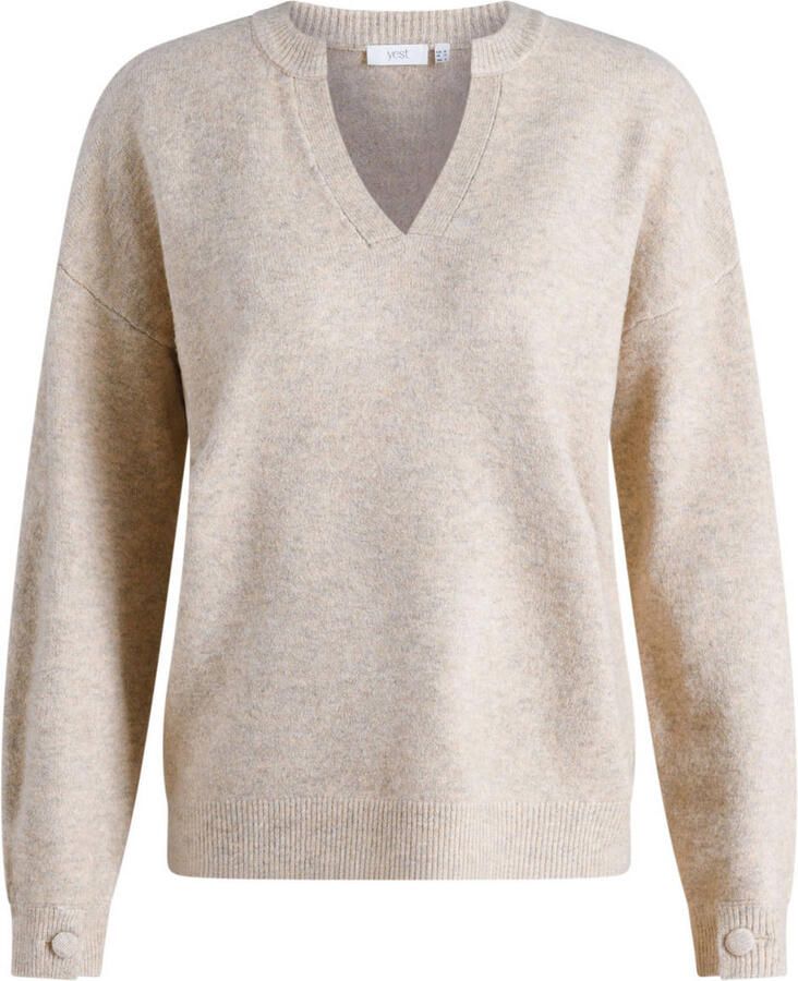 Yest Curve Plus Size gebreide trui met wol ecru