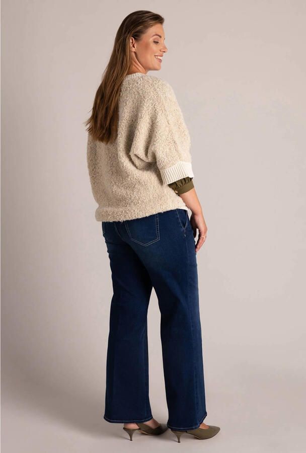 Yest Curve Plus Size gebreide trui met wol ecru - Foto 2