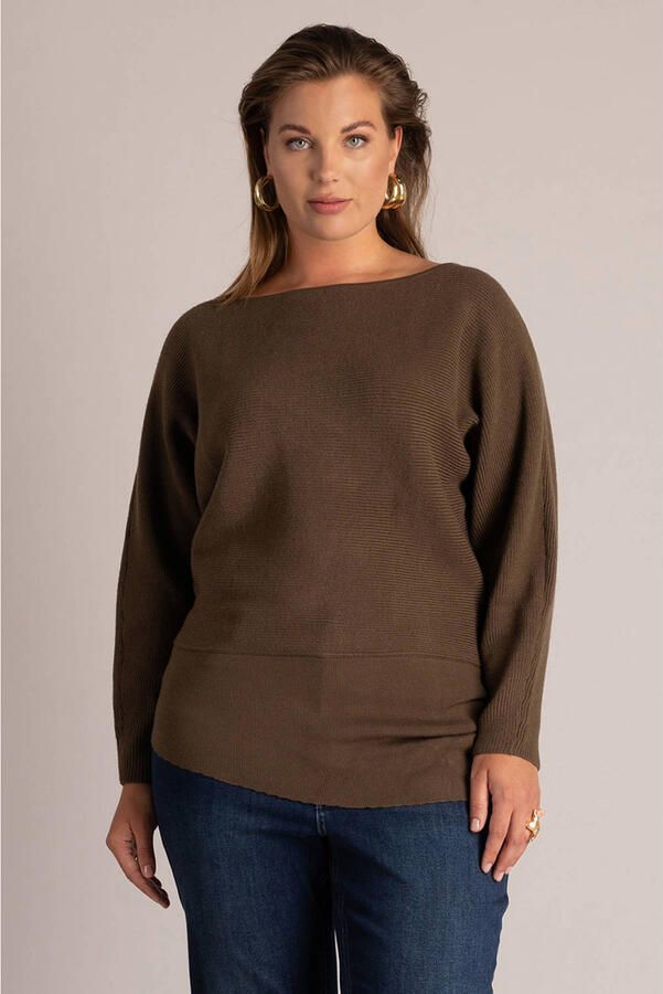 Yest Curve Plus Size gebreide trui olijfgroen