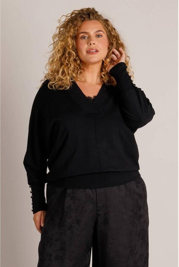 Yest Curve Plus Size gebreide trui zwart