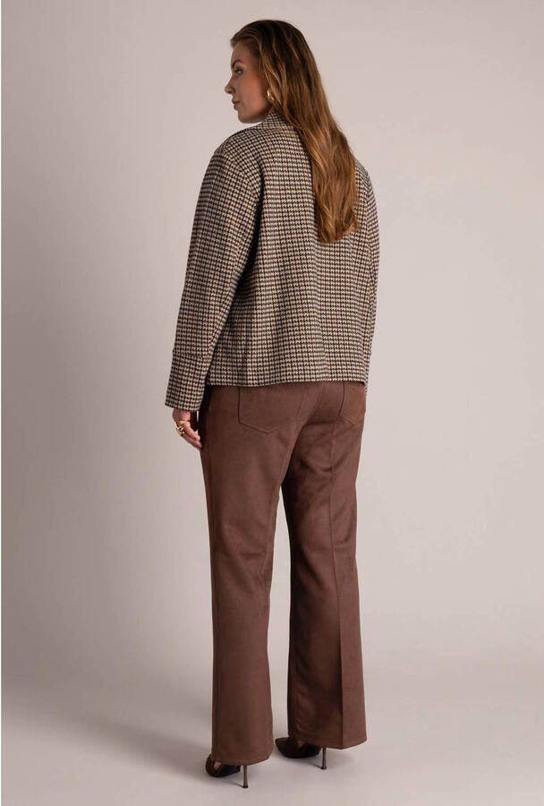Yest Curve Plus Size geruite regular blazer bruin - Foto 2