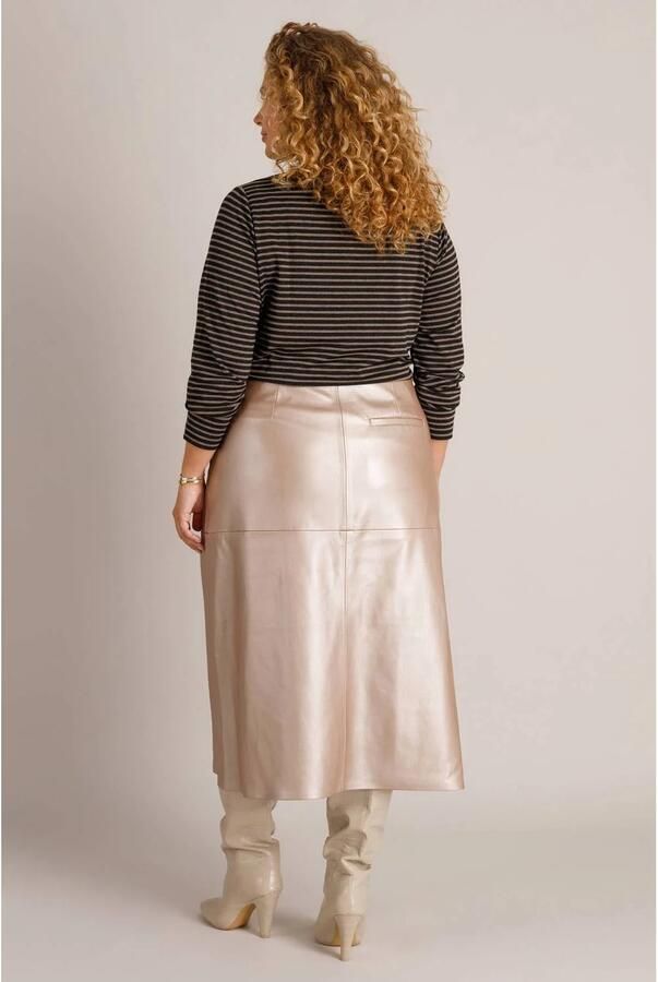 Yest Curve Plus Size gestreepte top zwart taupe - Foto 3