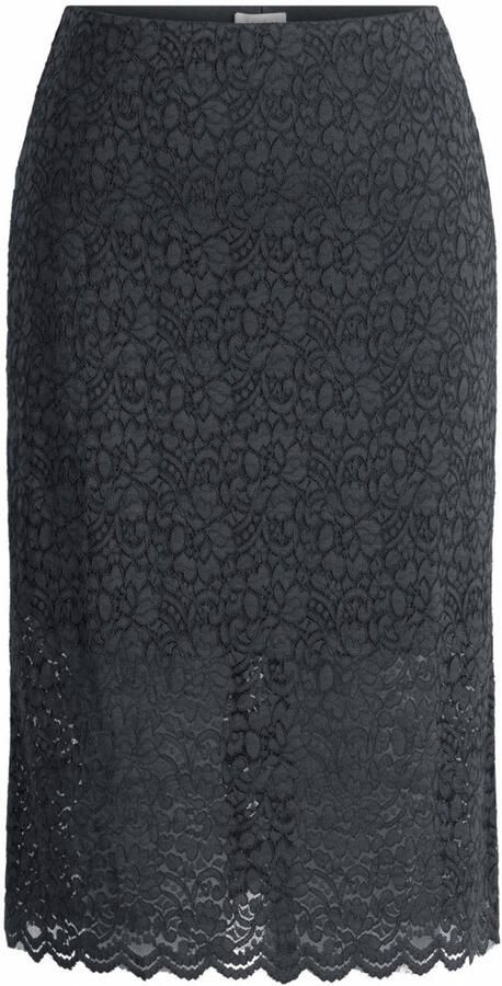 Yest Curve Plus Size kanten midi kokerrok met split donkergrijs