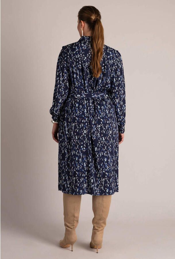 Yest Curve Plus Size midi blousejurk met print donkerblauw - Foto 3