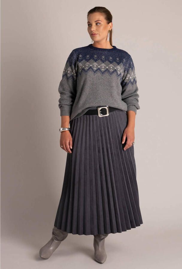 Yest Curve Plus Size noorse trui met glitters grijs blauw - Foto 2