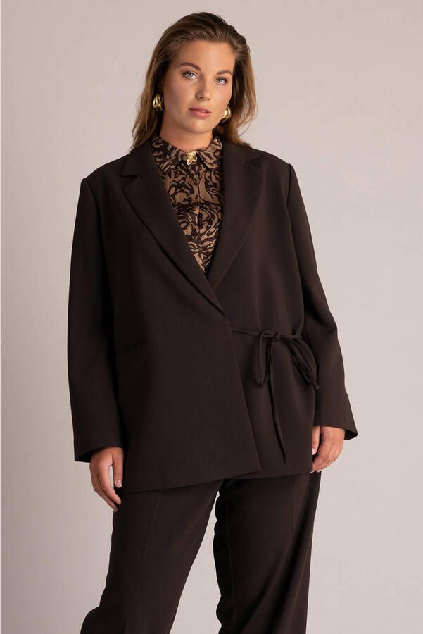 Yest Curve Plus Size oversized blazer donkerbruin