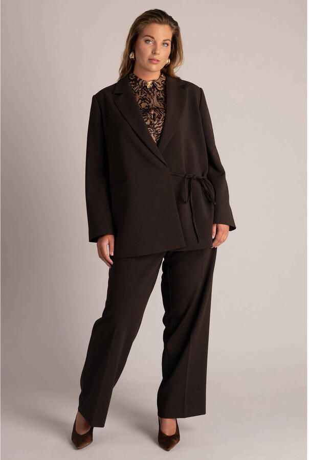 Yest Curve Plus Size oversized blazer donkerbruin - Foto 2