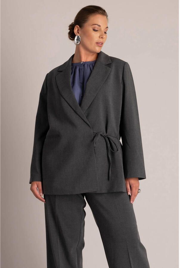 Yest Curve Plus Size oversized blazer grijs