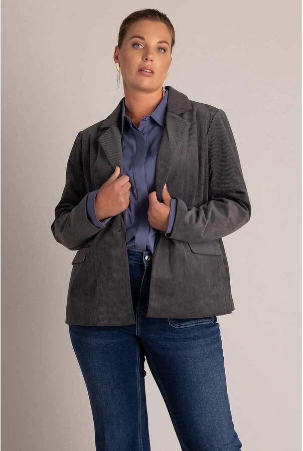 Yest Curve Plus Size regular blazer grijs
