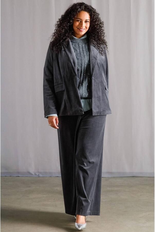 Yest Curve Plus Size regular blazer grijs - Foto 3
