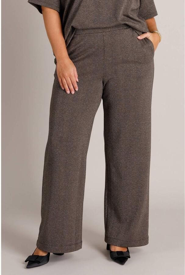 Yest Curve Plus Size straight leg broek zwart taupe