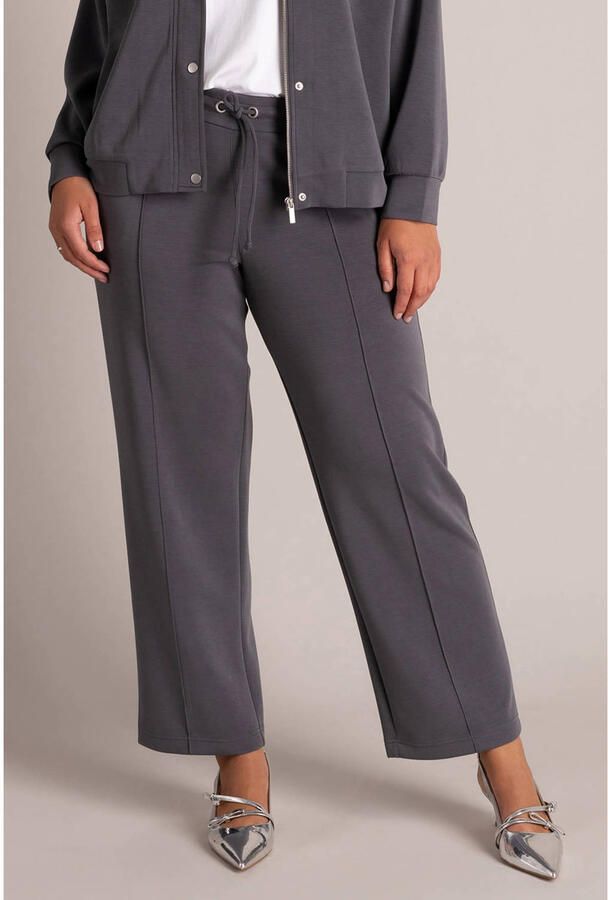 Yest Curve Plus Size straight leg casual broek grijs