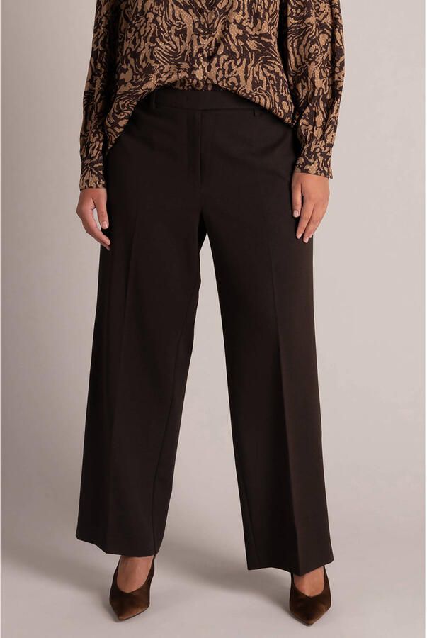 Yest Curve Plus Size straight leg pantalon donkerbruin