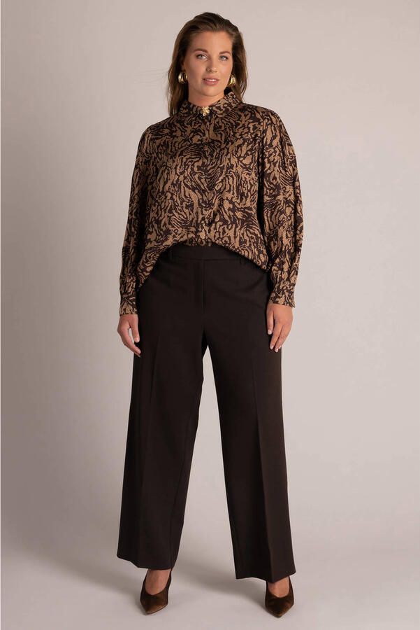 Yest Curve Plus Size straight leg pantalon donkerbruin - Foto 2